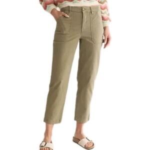 MARINE LAYER Maya Slim Straight Utility Pants in Aloe Green Cropped Women's 4